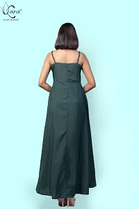 KARA Polyester Blend Maxi Length Women Gown Slim  Regular (XL_Dark Green)-thumb4