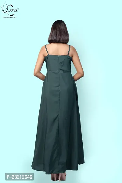 KARA Polyester Blend Maxi Length Women Gown Slim  Regular (XL_Dark Green)-thumb5