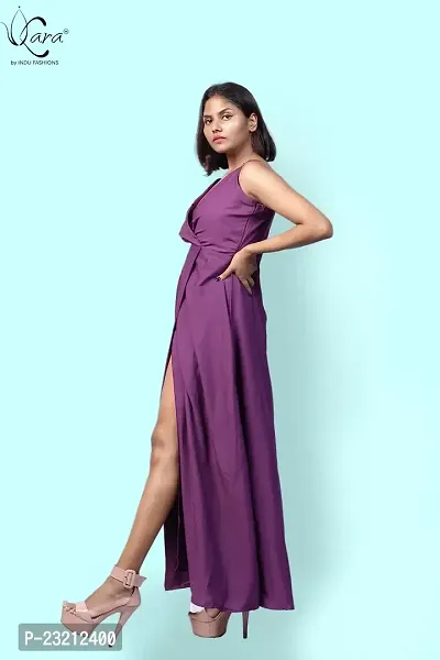 KARA Polyester Blend Maxi Length Women Gown Slim  Regular (S_Purple)-thumb5