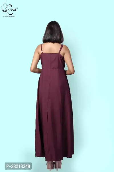 KARA Polyester Blend Maxi Length Women Gown Slim  Regular (XL_Maroon)-thumb4