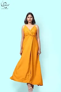 KARA Polyester Blend Maxi Length Women Gown Slim  Regular (M_Golden Yellow)-thumb2