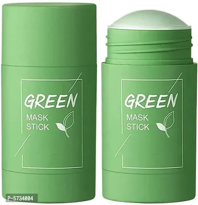 Green Tea Purifying Clay Stick Mask Oil Control Anti-Acne Eggplant Solid Fine, Portable Cleansing Mask Mud Apply Mask, Green Tea Facial Detox Mud Mask (Green Tea) 40 g-thumb0