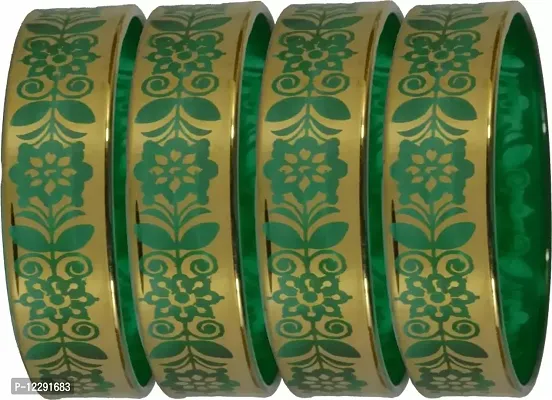 Elegant Green Glass Women Bangles Set -Pack Of 4-thumb0