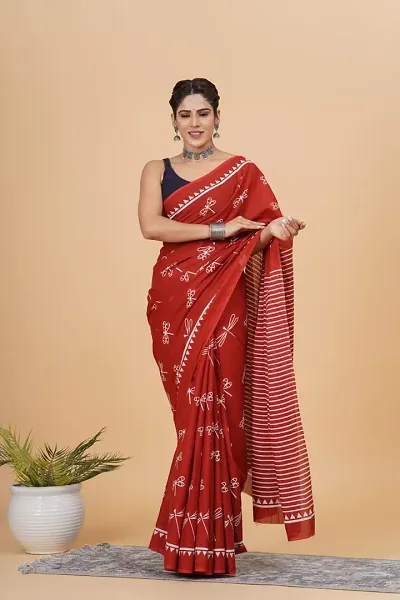 Must Have Mulmul Cotton Saree with Blouse piece 