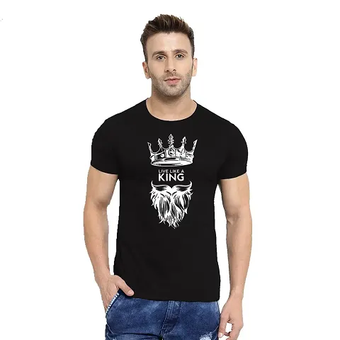 Fashions Love Men Half Sleeve Round Neck Live Like A King T Shirt HSRB-0070-X