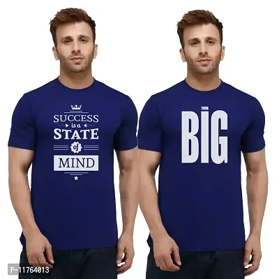 Fashions Love Men Cotton Full Sleeve V Neck 2 Combo Success is A State of Mind, Think Big Printed T Shirts HHRN-2PC-0001