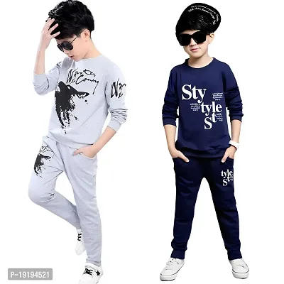 Comfortable Multicoloured Cotton T-Shirts with Trousers For Kids Pack of 2