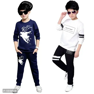 Comfortable Multicoloured Cotton T-Shirts with Trousers For Kids Pack of 2