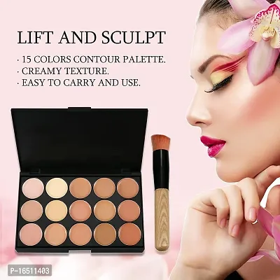 New 15 Colours Concealer Palette Kit with Brush Face Makeup Contour Cream-thumb5