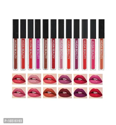 Beauty Matte Finish, Long Lasting, Waterproof Liquid Lipsticks Combo Set For Women - 12Pcs-thumb2