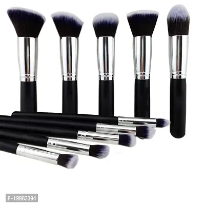 Bristle Makeup Brushes Set - Black, 10 Piece Makeup Brush, 1 Pcs Makeup Sponge and 1 Pcs Makeup Brush-thumb0