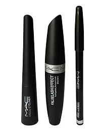 Harshits Black Mac 3in1 Eye Liner, Mascara Set, For Personal-thumb3