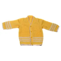 Desi mart Baby Vardhman Unisex Woolen Knitted Sweater Set for Infants Babies Clothing Set of 3 Pieces (Yellow_0-3 Months)-thumb1
