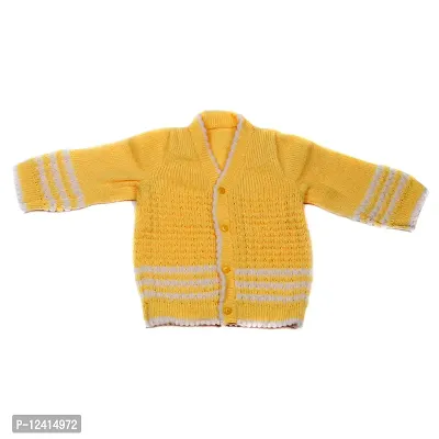 Desi mart Baby Vardhman Unisex Woolen Knitted Sweater Set for Infants Babies Clothing Set of 3 Pieces (Yellow_0-3 Months)-thumb2