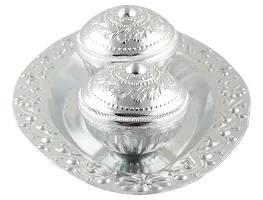 desi mart Silver Haldi Kumkum Panchwala Holder Set (Silver)-thumb2