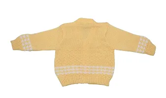 DesiMart New Born Baby Unisex Woolen Cardigan Winter Wear Knitted Sweater for Baby Clothing Set 3Pcs Suit (Mango_0-3 Months)-thumb2