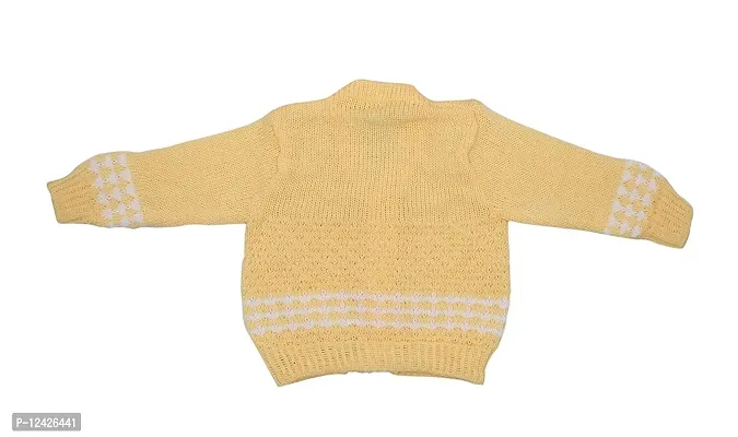 DesiMart New Born Baby Unisex Woolen Cardigan Winter Wear Knitted Sweater for Baby Clothing Set 3Pcs Suit (Mango_0-3 Months)-thumb3