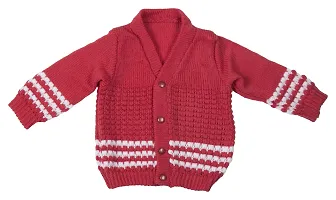 Desi mart Baby Vardhman Unisex Woolen Knitted Sweater Set for Infants Babies Clothing Set of 3 Pieces (Red_3-6 Months)-thumb1
