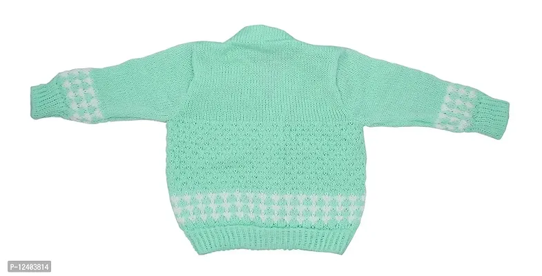 DesiMart New Born Baby Unisex Woolen Cardigan Winter Wear Knitted Sweater for Baby Clothing Set 3Pcs Suit (Green_0-3 Months)-thumb3