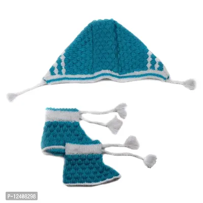 Desi mart Baby Vardhman Woolen Unisex Knitted Sweater Set for Infants Winter Wear Set 3 Pieces-thumb3
