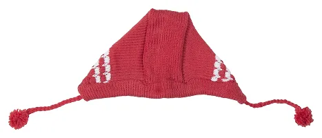 Desi mart Baby Vardhman Unisex Woolen Knitted Sweater Set for Infants Babies Clothing Set of 3 Pieces (Red_3-6 Months)-thumb4