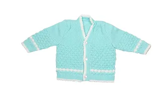 DesiMart New Born Baby Unisex Woolen Winter Wear Knitted Sweater for Baby Clothing Set 3Pcs Suit (Blue_0-3 Months)-thumb1