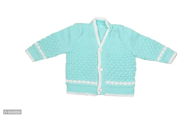 DesiMart New Born Baby Unisex Woolen Winter Wear Knitted Sweater for Baby Clothing Set 3Pcs Suit (Blue_0-3 Months)-thumb2