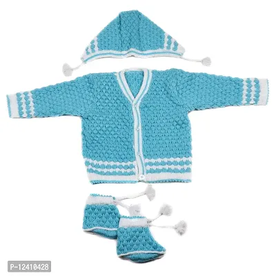 Desi mart Baby Vardhman Woolen Unisex Knitted Sweater Set for Infants Winter Wear Set 3 Pieces-thumb0