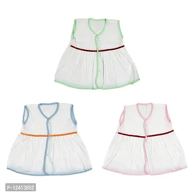 Desi mart Girls Cotton Frock for New Born Infant Clothing Set Dress for Baby Girl Set of 3 (Multi Color_9-12 Months)