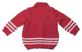 Desi mart Baby Vardhman Unisex Woolen Knitted Sweater Set for Infants Babies Clothing Set of 3 Pieces (Red_3-6 Months)-thumb2