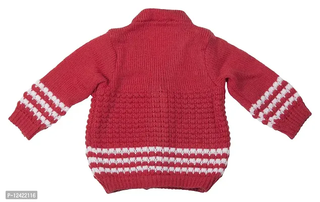 Desi mart Baby Vardhman Unisex Woolen Knitted Sweater Set for Infants Babies Clothing Set of 3 Pieces (Red_3-6 Months)-thumb3