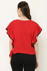 Be Open Women Stylish Fashion Designer Frilled So Comfortable Casual Tops -RED-L-thumb1