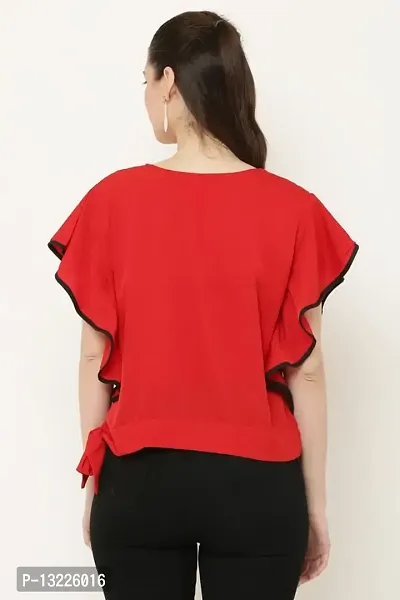 Be Open Women Stylish Fashion Designer Frilled So Comfortable Casual Tops -RED-L-thumb2