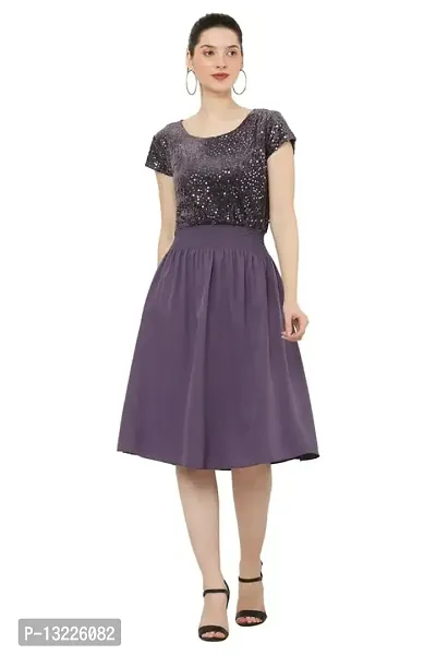 Be Open Women Stylish Sequin Sitara Poly Crepe Short Dress-PURP-M Purple