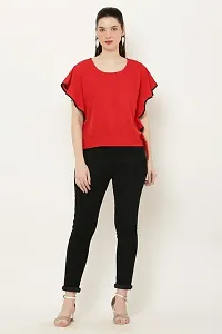 Be Open Women Stylish Fashion Designer Frilled So Comfortable Casual Tops -RED-L-thumb4