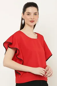 Be Open Women Stylish Fashion Designer Frilled So Comfortable Casual Tops -RED-L-thumb3