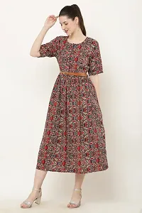 Be Open Women Stylish Fashion Regular Function wear Long Printed Belt Dress-Multicolor-L-thumb3