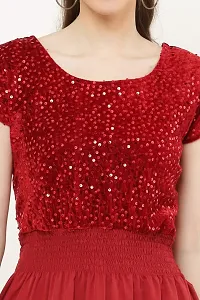 Be Open Women Stylish Sequin Sitara Poly Crepe Short Dress-thumb3