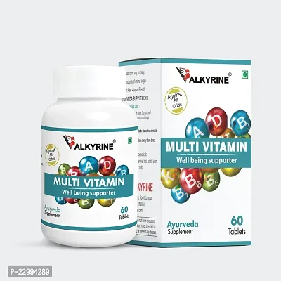 Valkyrine Multivitamin for Men  Women, Energy Blend, Immunity Blend, Stress Buster Blend  (60 Tablets)