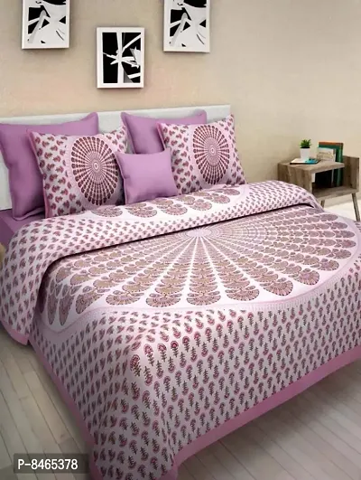 Classic Cotton Printed Double Bedsheet With Pillow Cover