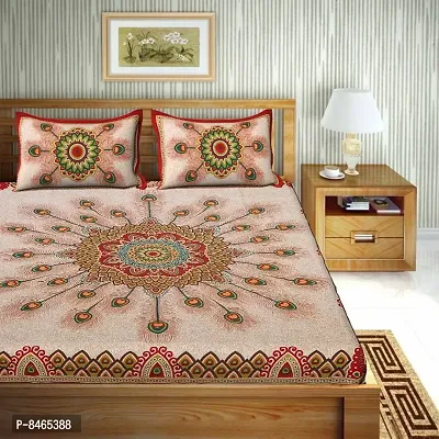 Classic Cotton Printed Double Bedsheet with Pillow Cover