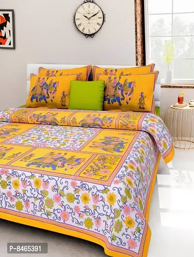 Classic Cotton Printed Double Bedsheet With Pillow Cover-thumb0