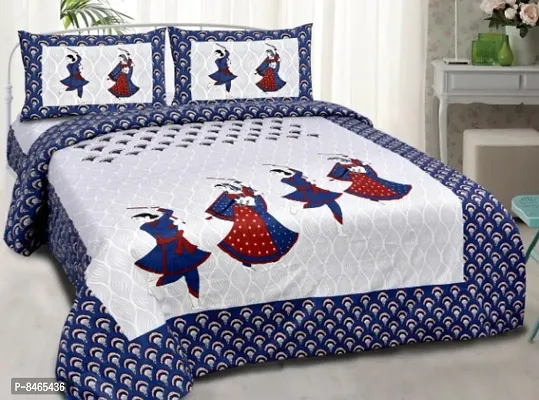 Classic Cotton Printed Double Bedsheet with Pillow Cover-thumb0