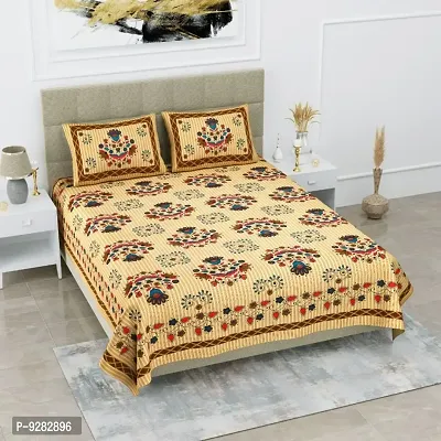 104 TC Cotton Double Jaipuri Prints Flat Bedsheet-thumb0