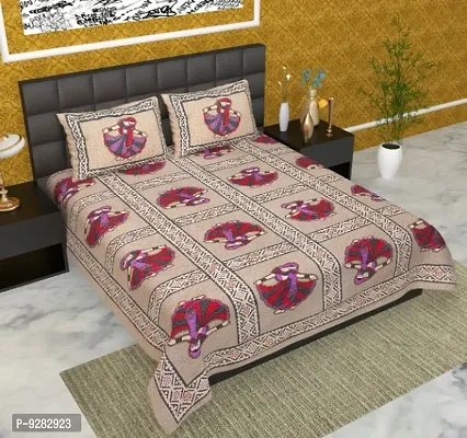 104 TC Cotton Double Jaipuri Prints Flat Bedsheet