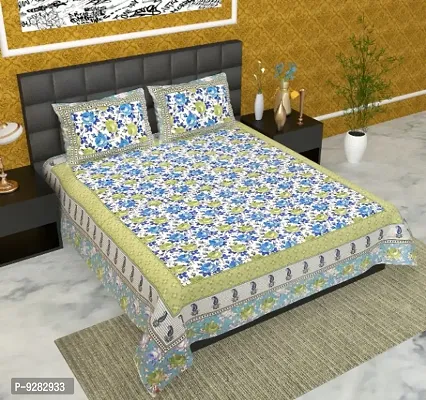 104 TC Cotton Double Jaipuri Prints Flat Bedsheet