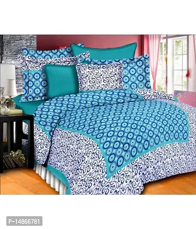 104 TC Cotton Double Jaipuri Prints Flat Bedsheet-thumb0