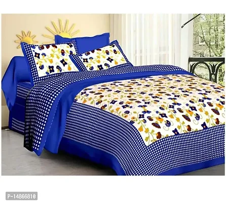 104 TC Cotton Double Jaipuri Prints Flat Bedsheet-thumb0