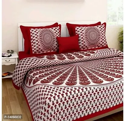 104 TC Cotton Double Jaipuri Prints Flat Bedsheet