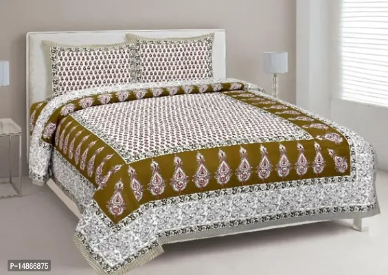 104 TC Cotton Double Jaipuri Prints Flat Bedsheet